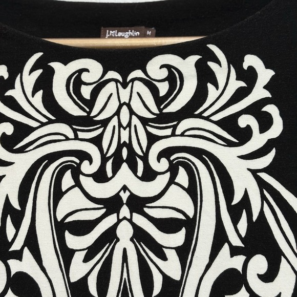 J. Mclaughlin Black Bainbridge Fabric Black 3/4" Floral‎ Vines Print Shirt Med - Picture 3 of 10